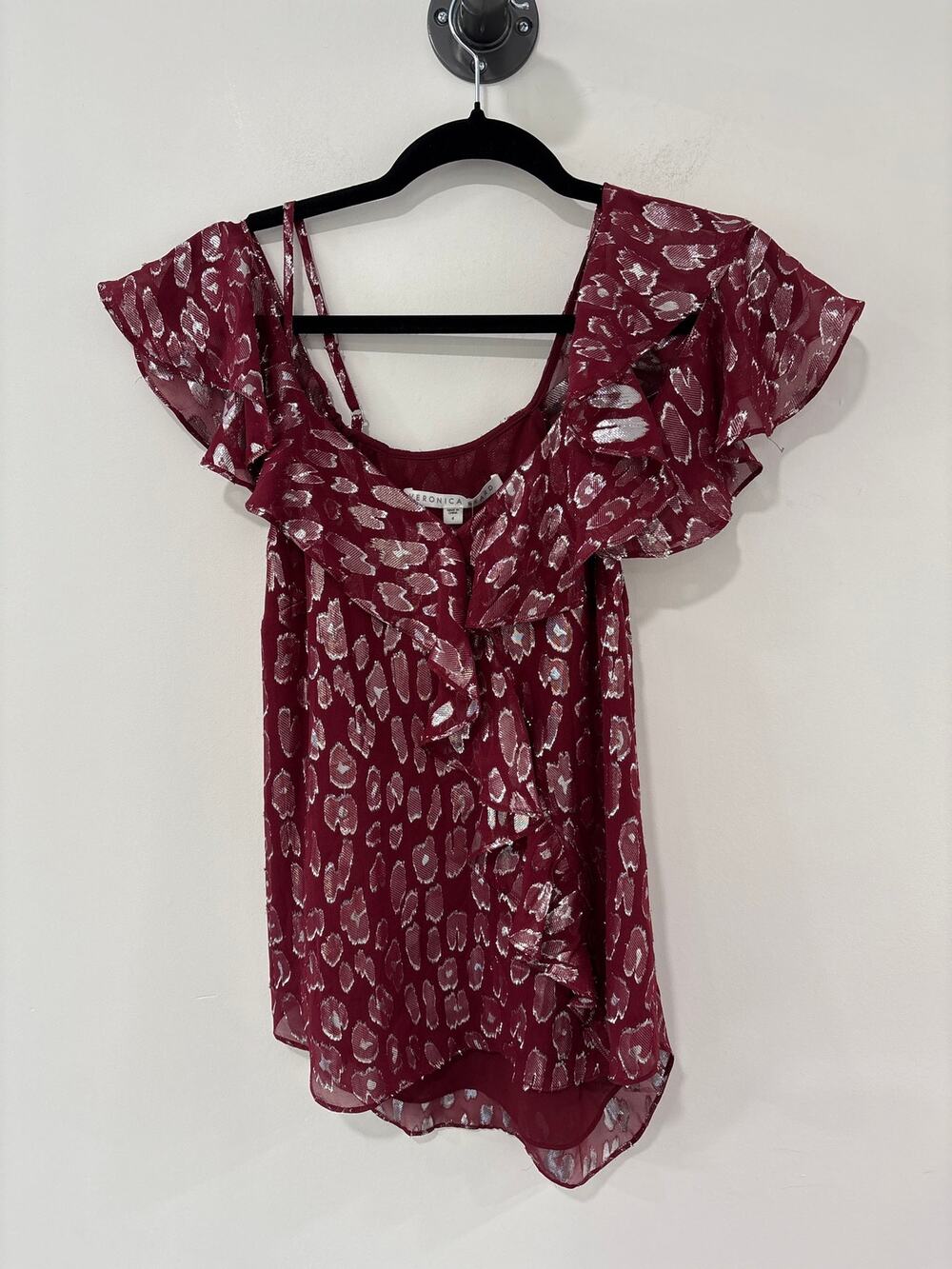 Veronica Beard Maroon Off the Shoulder Blouse Size 4